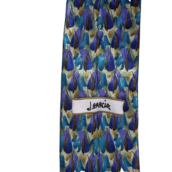 J. Garcia Men's Blue-Eyed Man Collection 42 Pastel Tie Jerry 4" Wide 57" L Silk - Picture 3 of 5